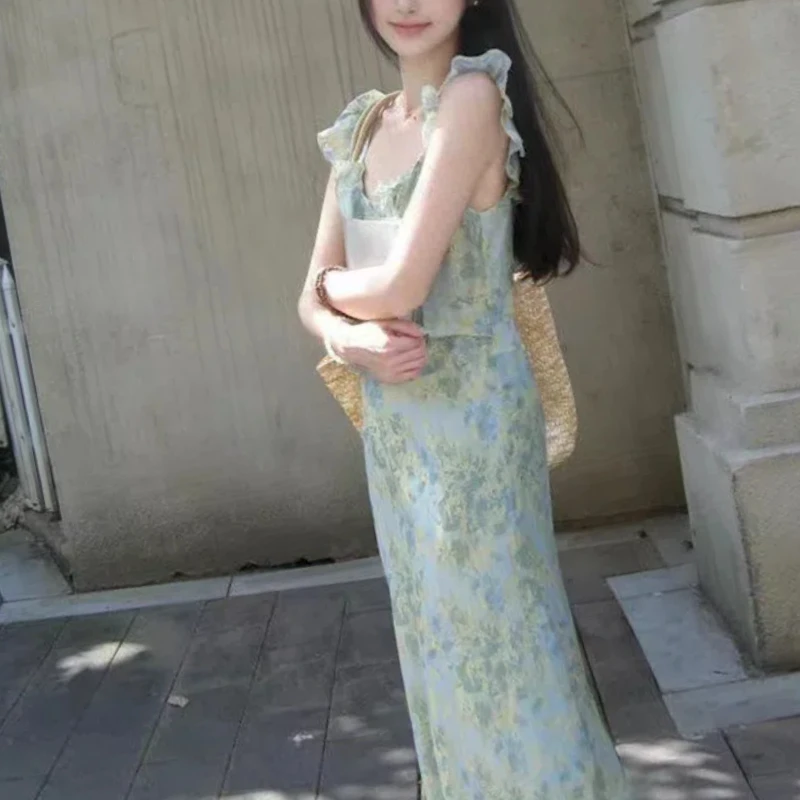 الربيع الصيف قصيرة الأكمام على شكل حرف U طوق الأزهار الصالحة للأكل شجرة الفطريات الملابس النسائية الخصر تراجع النمط الفرنسي الحلو Dresse