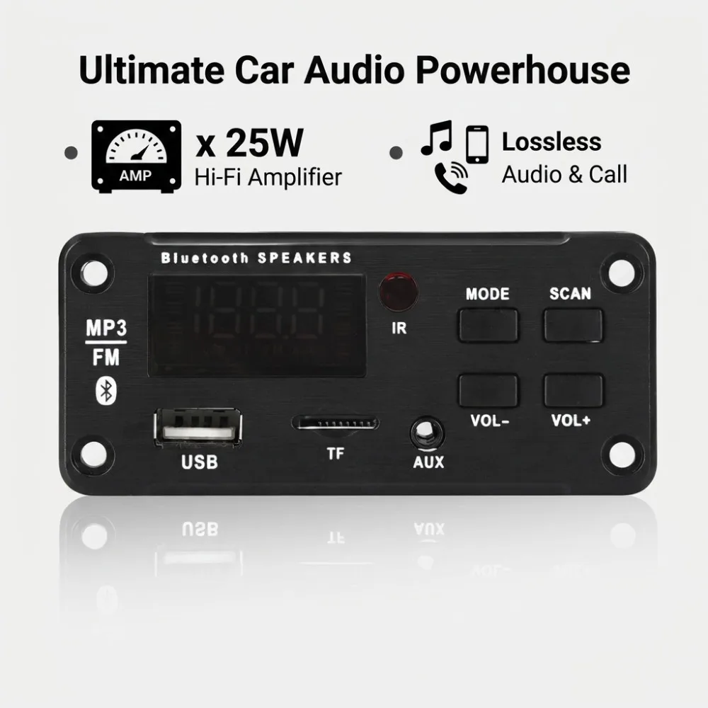 50W Amplifier Bluetooth MP3 WMA WAV Decoder Board 12V Handsfree Call USB TF FM Car Audio Music Player Speaker Volume Control view 2