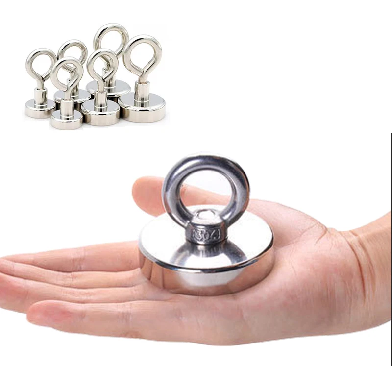 

Super Strong Neodymium Fishing Magnets Heavy Duty Rare Earth Magnet with Countersunk Hole Eyebolt for Salvage Magnetic Fishing