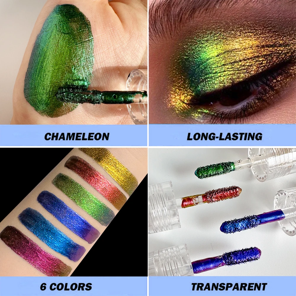 6 Colors Liquid Chameleon Eye Shadow Cosmetics Multi-Dimensional Eye Makeup, Durable Holographic Flash Multi-color Eye Shadow