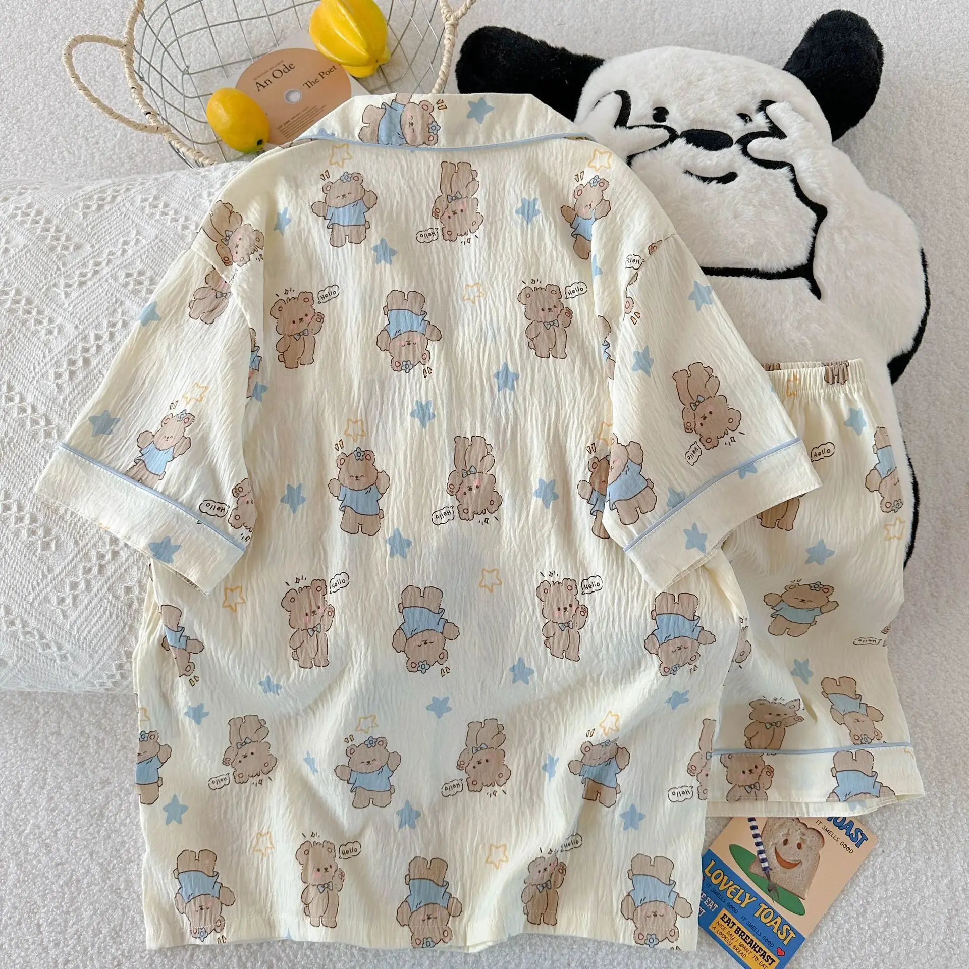 Summer Short Sleeved Pajamas for Women Comfortable Popular Short Shorts Outerwear Girl Student Soft Casual Sleepwear Homewear