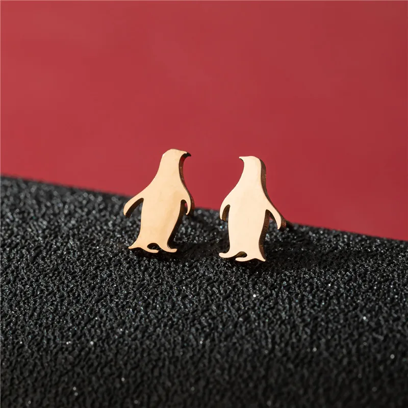Punk-Spinnennetz-Ohrringe für Frauen, Edelstahl-Musikbrillen-Pinguin-Ohrstecker, Minimalistische Ohrpiercing-Schmuckgeschenke – Detail 8