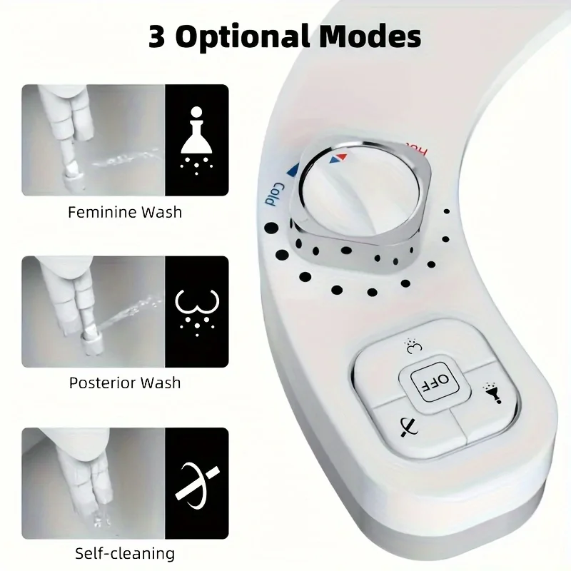 Smart Bidet Toilet Seat Attachment Non-Electric Water Sprayer Self-Cleaning Dual Nozzle Cold Hot Water Bidet Toilet Accessories