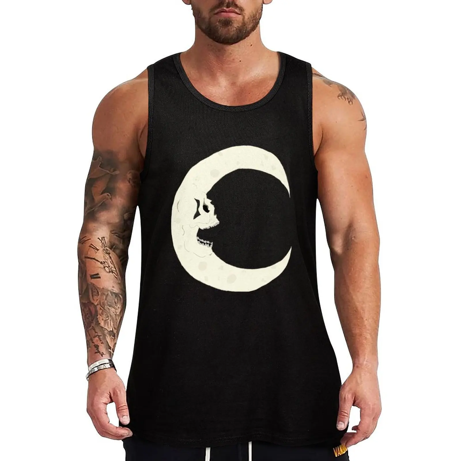

Cresent Skull Tank Top Light Airy Tank Top Summer Breathable Sleeveless