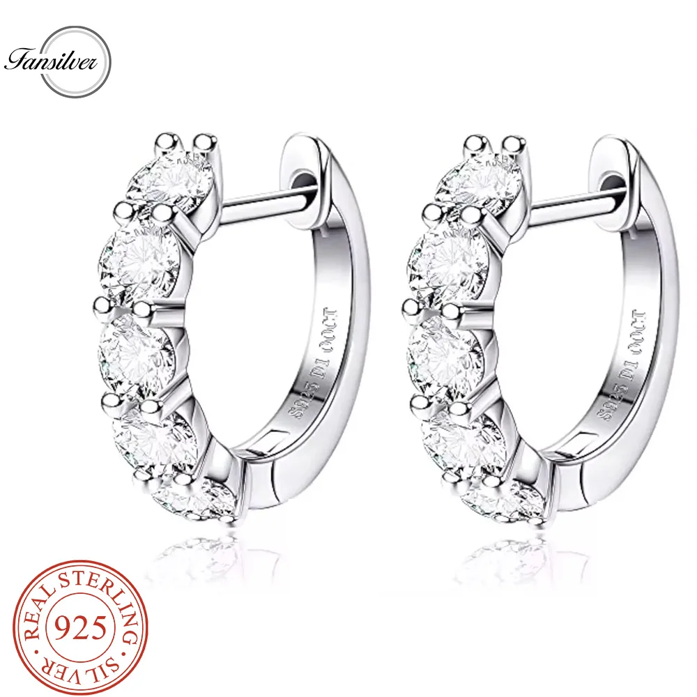 

Fansilver Moissanite Earrings S925 Sterling Silver Huggie Earring for Women Wedding Earrings Imitation Diamond Cartilage Jewelry