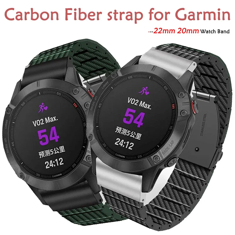 QuickFit 22mm 26mm Resin Carbon Fiber pattern strap For Garmin Fenix 5 5X Plus 3 3HR/Epix 7X 7 Solar/6X 6 Pro Smartwatch Band