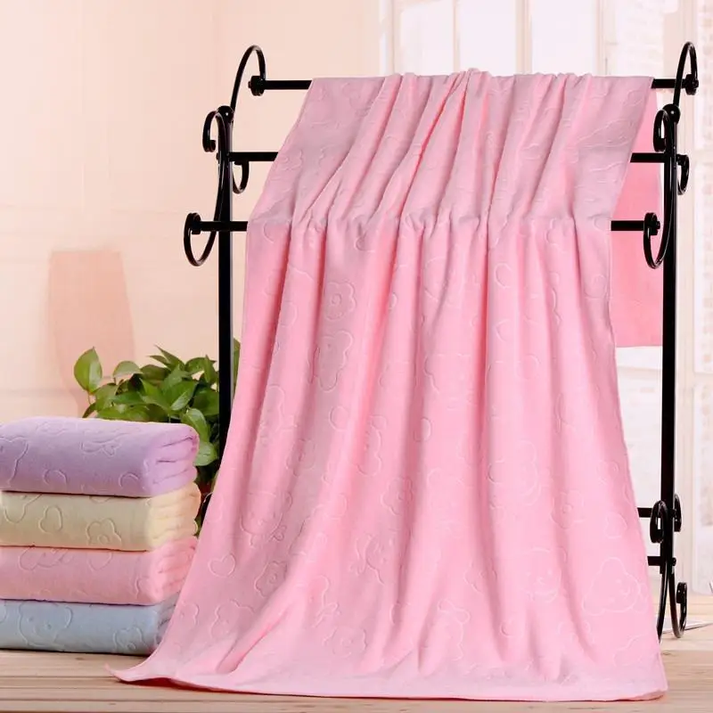 Embossed Quick Drying Bath Towel 70x120cm Super Absorbent Hypoallergenic Soft Towel for Baby Adult Home Shower Use