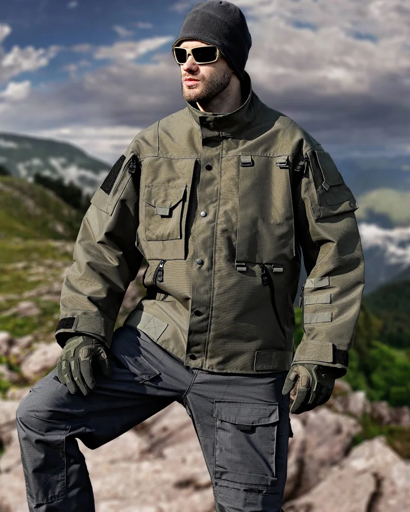 

Mens Military Tactical Jacket Wear-resistant Waterproof Multi-pocket Hooded Coat Bomber Windproof Outdoors Combat Hiking Jackets