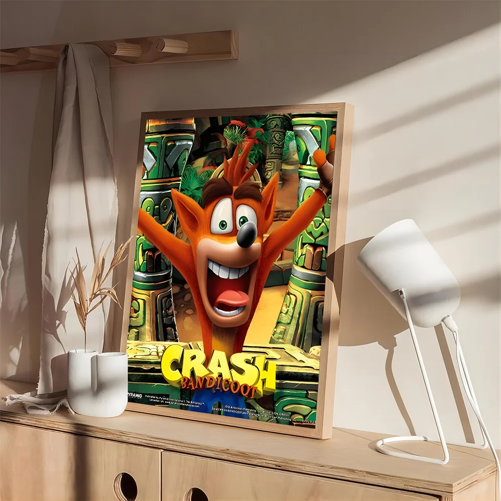 C_CrashS_B- Bandicoot Game Vintage Posters Sticky Retro Kraft Paper Sticker DIY Room Bar Cafe Stickers Wall Painting Decor