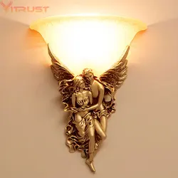 Lámpara de pared Retro creativa, luz de fondo de TV, soporte de Ángel