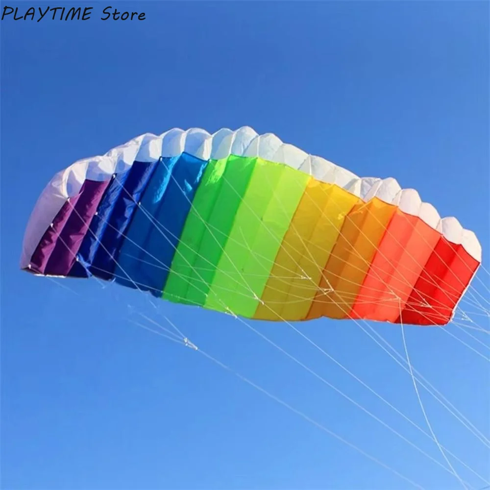 Outdoor Fun Rainbow Dual Line Kite Handle String Good Flying Kites Large 1.4m 2m 2.7m Parafoil Kite Adult
