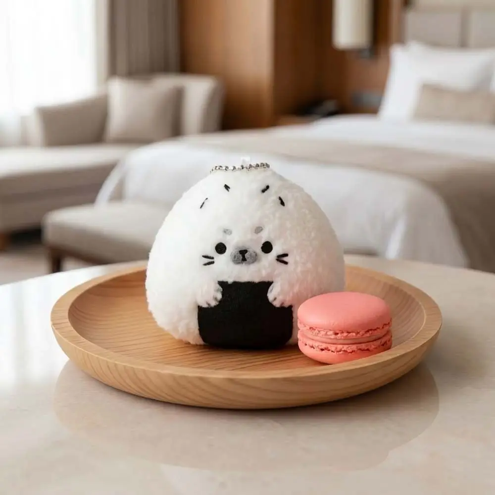 Rice and Vegetable Rice Ball Seal Plush Keychain Bag Charms Fluffy Soft Seal Doll Pendant Decoration Cute Seal Plush Key Ring view 5
