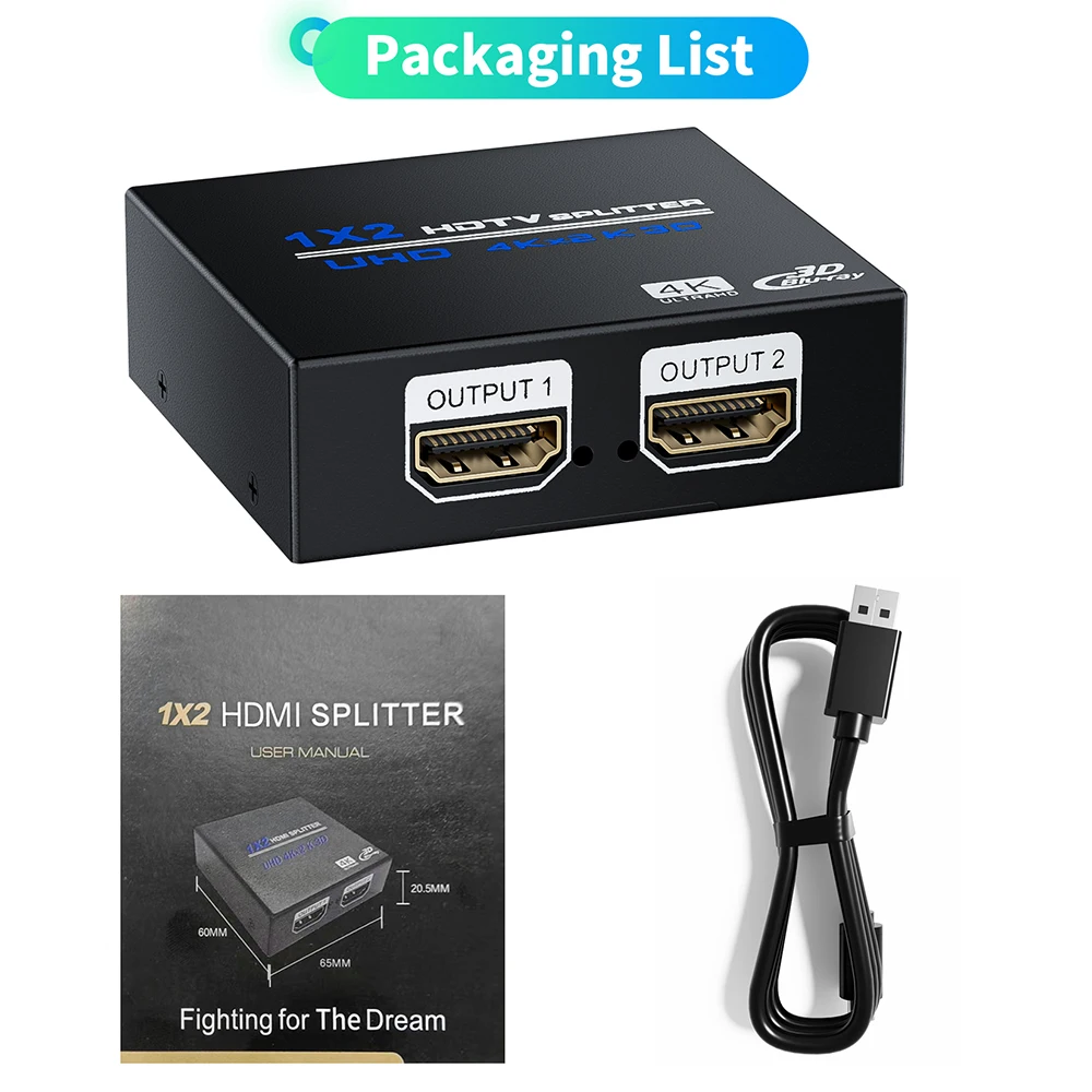 4K HDMI Splitter 4/2 port HDMI 1 in 4 out Splitter 4K 30Hz HDMI 1.4 Splitter for HDTV PC PS3 DVD HDCP 1.3