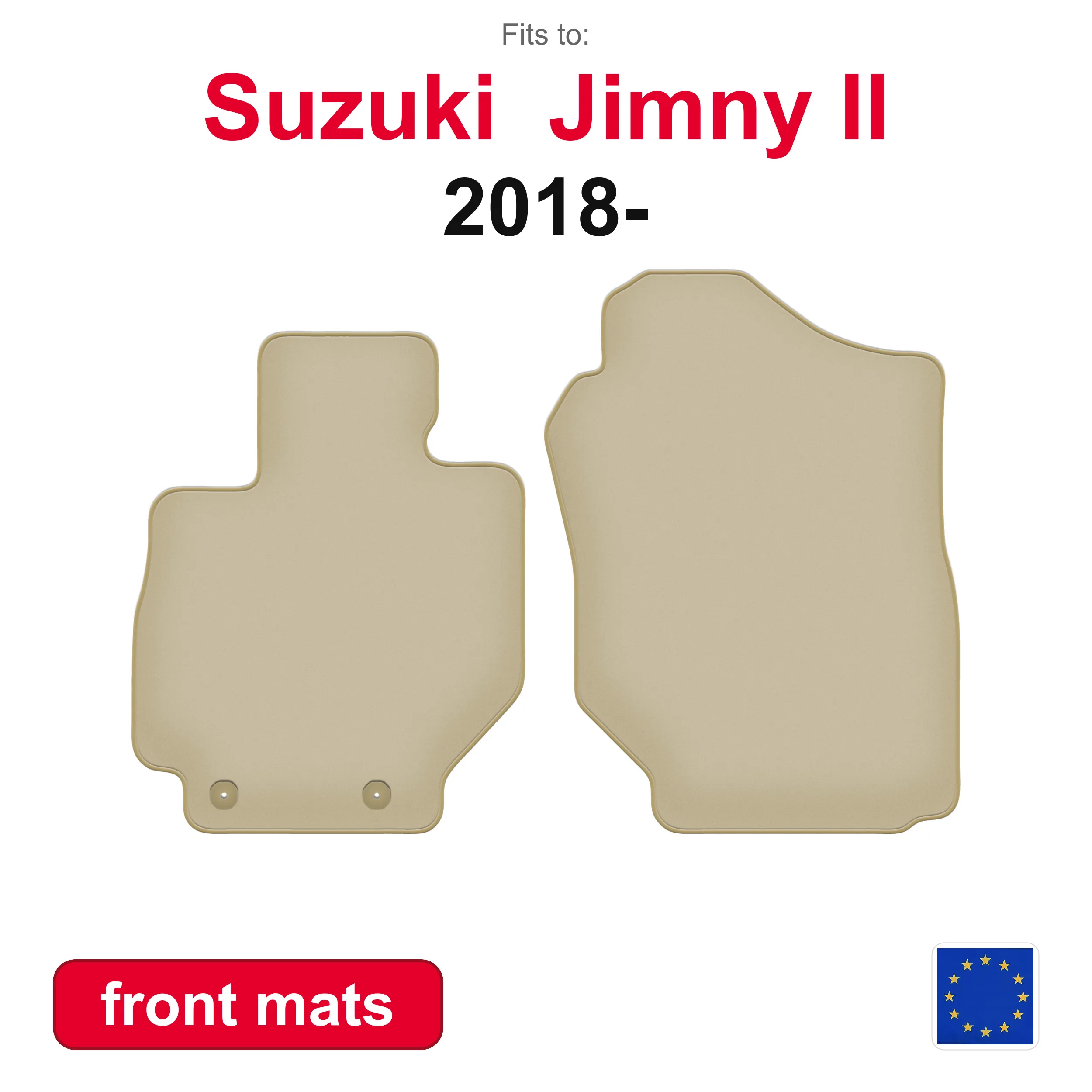 PREMIUM-Fußmatten für Suzuki Jimny II Off-Road (2018-) – Beige, 2 Stück, Auto-Fußmatten für den Fahrzeugboden