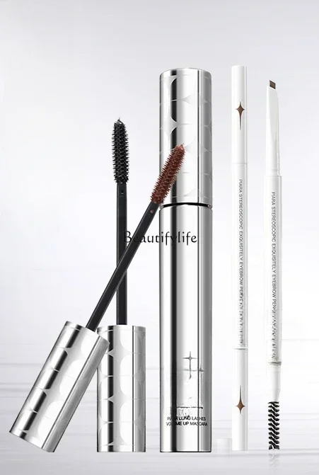 

Mascara Combination Waterproof Not Smudge Long Curling Lengthened Encryption Fine Bruch Head