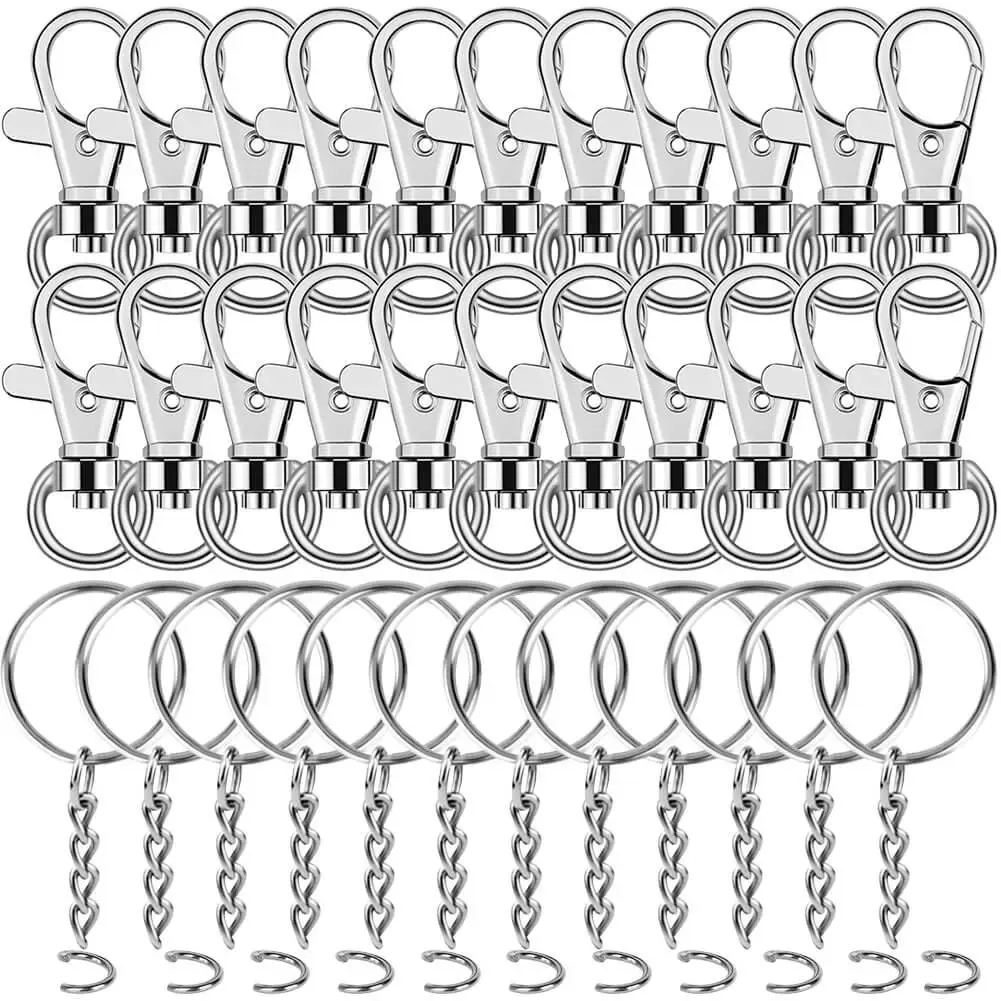 180pcs Swivel Snap Hook and Key Rings with Chain for Keychain Lanyard for Keychains Acrylic Blanks and Resin Craft