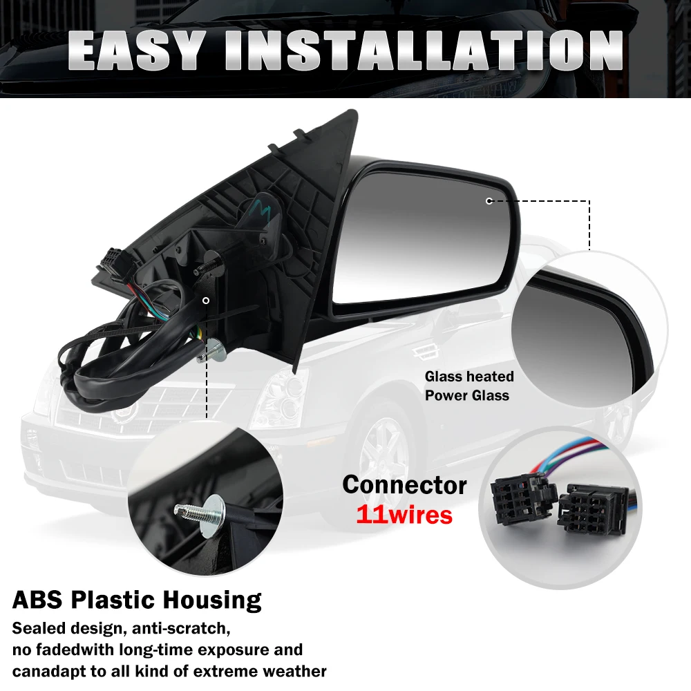 11 Pins Car Rearveiw Side Mirror Assembly  For Cadillac SLS STS 2005 2006-2011 Rearview Mirror Car Accessories 9040260 9071429