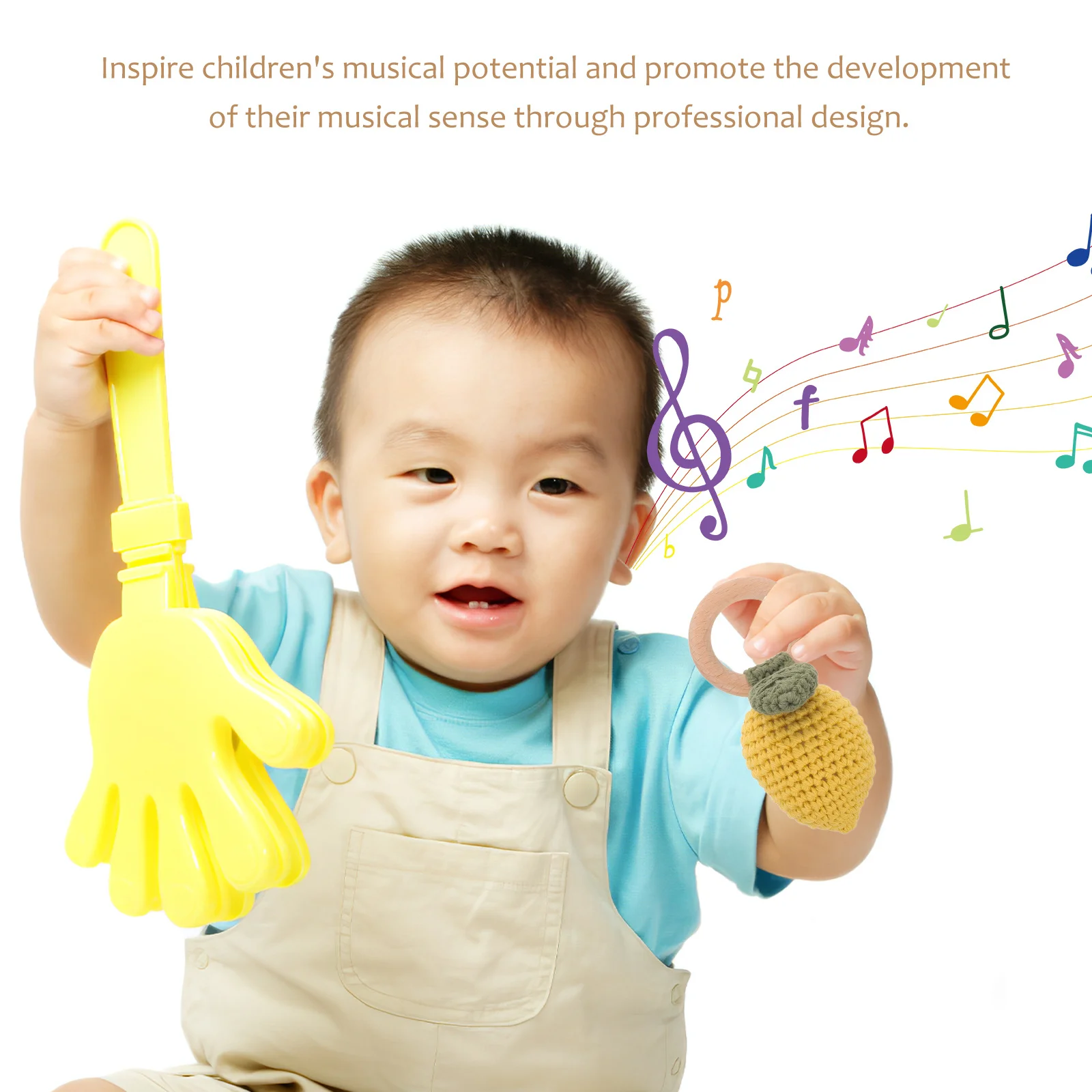 Drewniana grzechotka dla niemowląt, szydełkowy pierścień z cytryną, ręcznie robiony gryzak dla niemowląt, sensoryczny zabawka do chwytania dla noworodków, drewniana edukacyjna grzechotka do trzymania w ręce, miękka grzechotka.