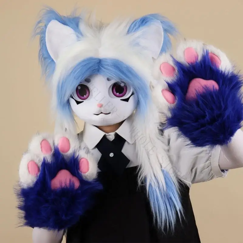 R7UF Plush Furry Hood With Cats Ears Perfect For Costume Parties And Event