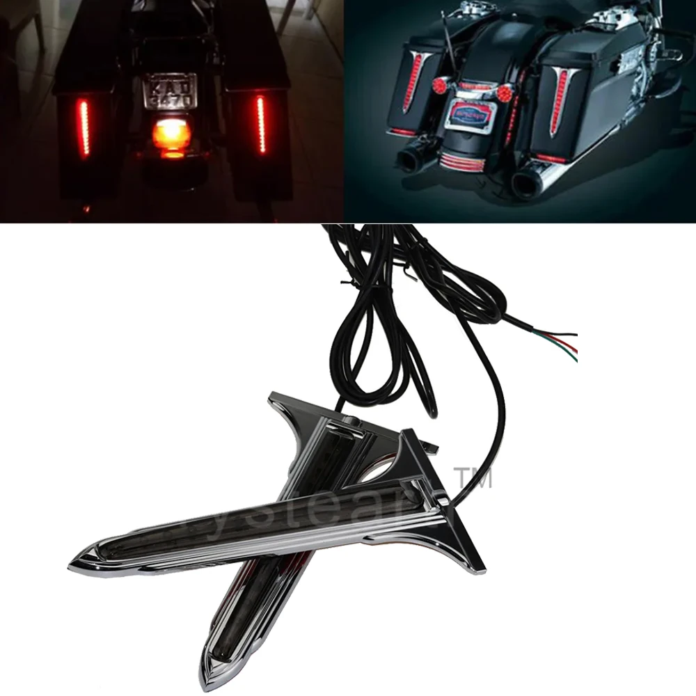 Motorcycle Wedge LED Brake Tail Light Rear Saddlebag Accents Lights For Harley Touring Electra Street Glide Road King 1993-2013