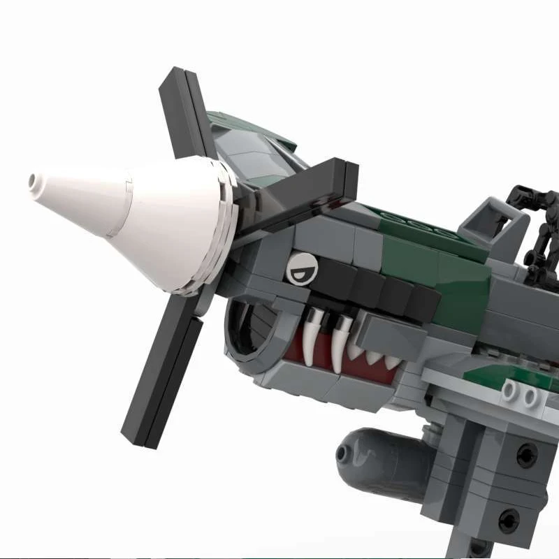 412pcs MOC Bouwstenen Curtiss P-40 Warhawk/Tomahawk/Cyclone Gevechtsvliegtuig Model Kit, Monteren Speelgoed, Kids Gift