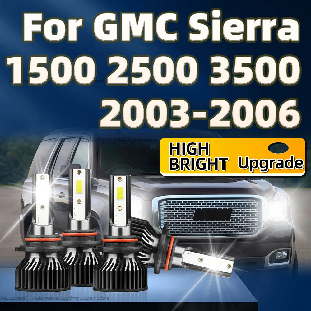 

2/4Pcs Car Lights Super Bright 50000LM LED Headlights HB3 HB4 6000K For GMC Sierra 1500 2500 3500 2003 2004 2005 2006