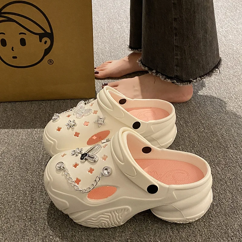 Height-increasing cave shoes women's summer outer wear daily comfortable women's shoes seaside beach closed-toe slippers