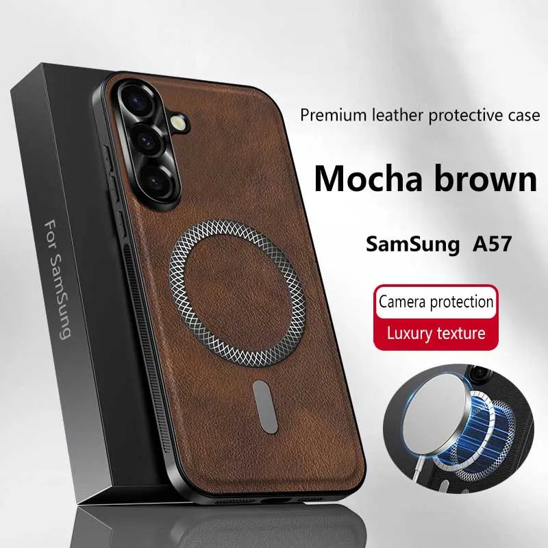 Für Samsung Galaxy A57 A56 A55 A54 A53 A52 A37 A36 A35 A34 A25 A16 A15 Hochwertige Leder-Metall Magnetring Handyhülle