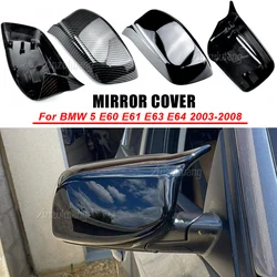 Carbon Fiber Look Black Rearview Side Mirror cover Caps for BMW 5 Series E60 E61 E63 E64 2004-2008 520i 525i 528i 528xi 530i