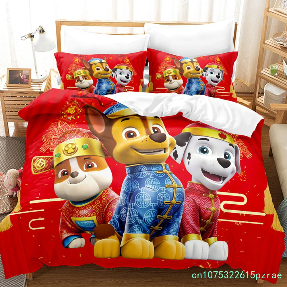 Paw Patrol Bedding Set Cartoon Anime Cute Puppy  Duvet Cover With Pillowcase Soft Bedding Bedroom Decor Gift For Kids