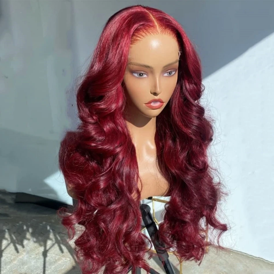 

30 34 Inch Burgundy 13x6 Body Wave Red Lace Front Human Hair Wig 99J Colored 13x4 Lace Frontal Wig Human Hair Wigs For Women