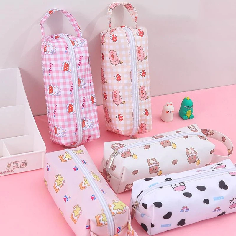 Kawaii dos desenhos animados bonito lápis caso portátil saco de lápis moda grande capacidade bolsa de armazenamento de papelaria material de escritório presentes