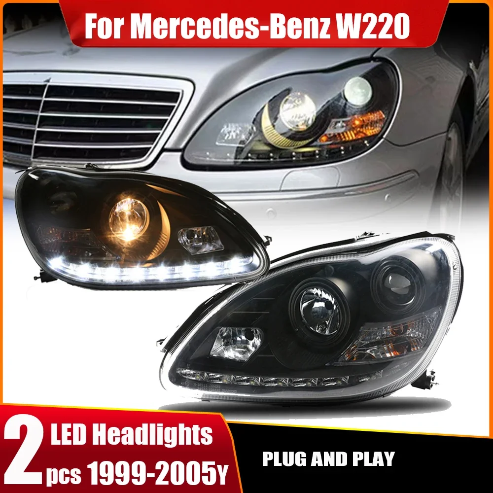 Car Headlights For Mercedes-Benz S class W220 S280 S320 S500 1998-2005 LED Auto Headlamp Assembly Projector Lens Accessories Kit