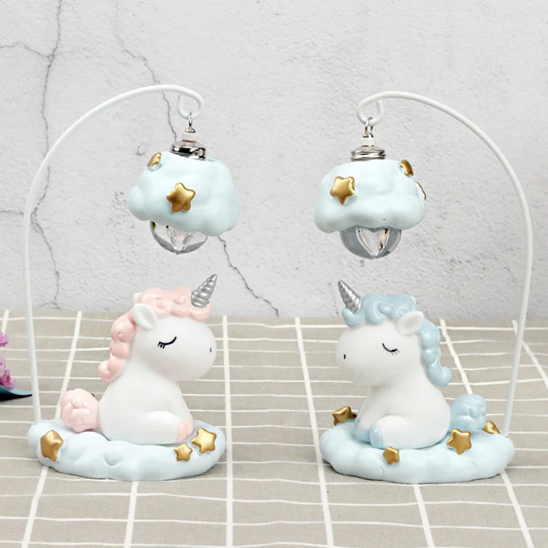 Luz Led de noche con diseño de unicornio para niños y niñas, lámpara de mesa con bonito dibujo animado, color rosa y azul, ideal para regalo,