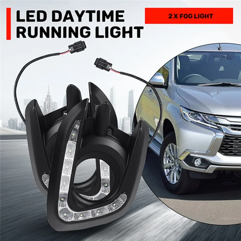 لميتسوبيشي باجيرو سبورت 2015-2016 سيارة Led النهار تشغيل ضوء بدوره إشارة مصابيح القيادة الضباب