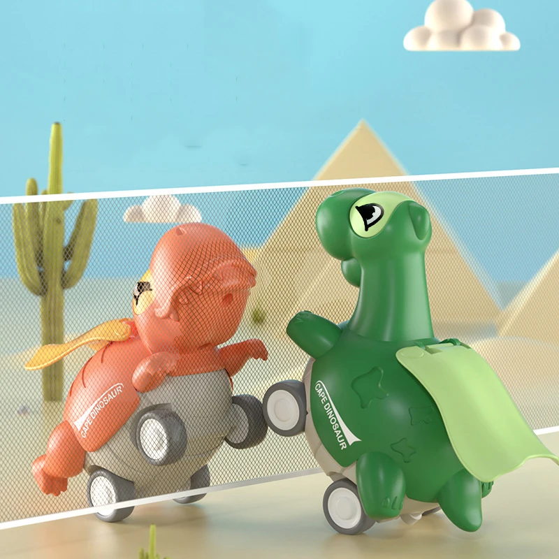 Dinosaur Inertial Car Toy Cartoon Cute Dino Design Pressing Sliding Racing Mini Car Toy Tyrannosaurus Model for Kids Toddler