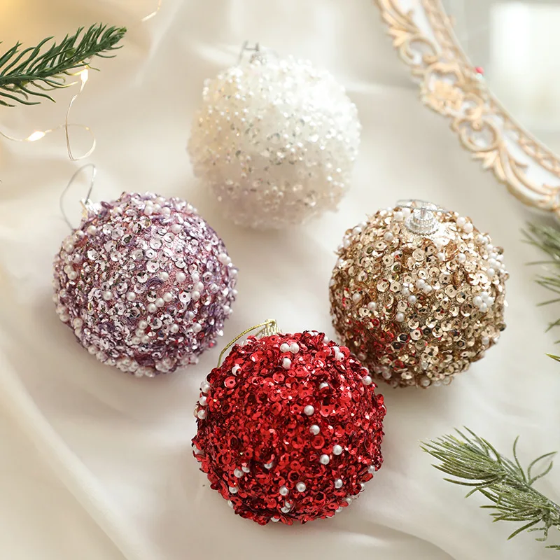 

Glittered Styrofoam Christmas Balls , Sparkly Foam Xmas Tree Ornaments, Shatterproof Lightweight Hanging Decor for Party