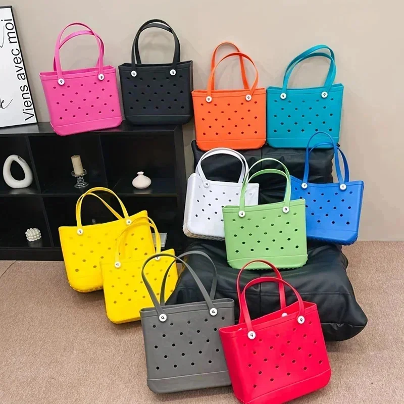 New 47CM Fashion Hole Summer EVA Beach Bag 2024 Outdoor Travel Picnic Convenient Waterproof Oversized Handbag Shopping Sports