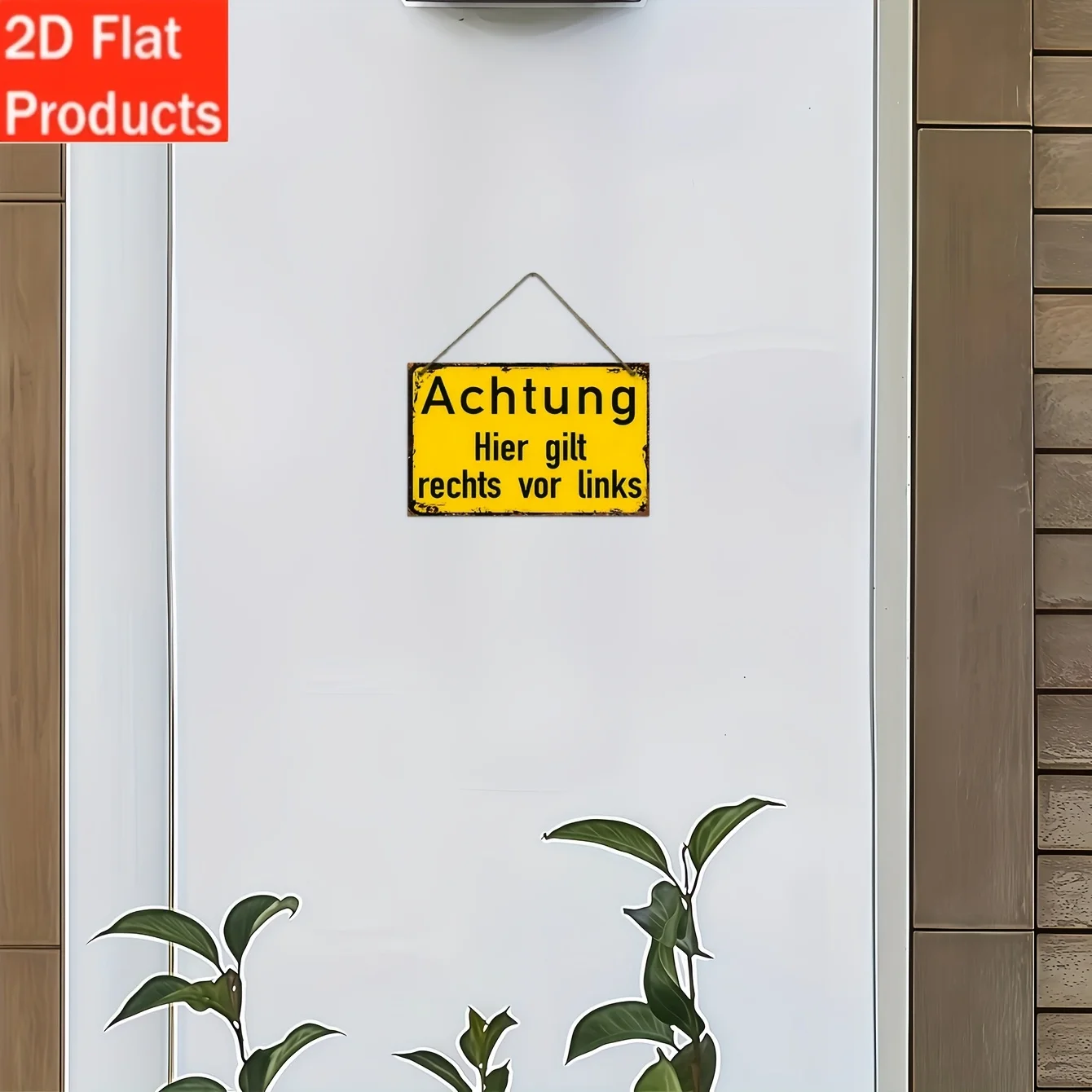 2D FLAT, 1pc Aluminum Decorative Sign & Plaque, German Safety Warning Sign - 