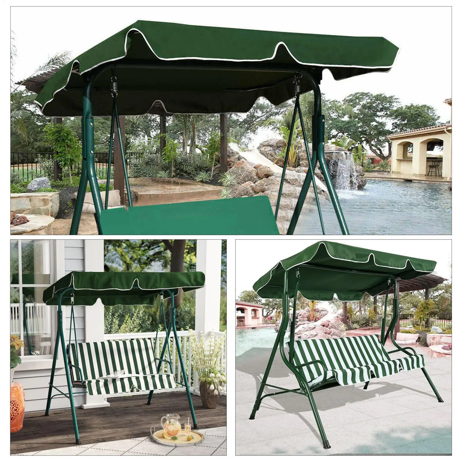 Swing Canopy Replacement Cover 2 Or 3 Seater Garden Swing Chair Cover Waterproof Gazebo Canopy Replacement Sunshade Cover