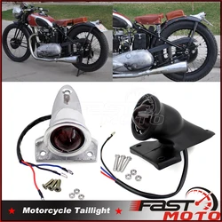 Retro Motorcycle Round Cafe Racer LED Tail Light For Harley Cruiser Scooter Chopper Bobber Universal 12V Crocker Brake Stop Lamp