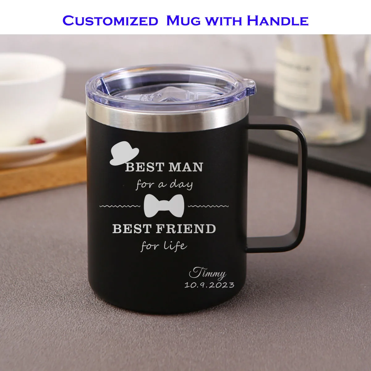 12 oz Custom Coffee Mug Beer Cup for Best Man Personalized Stainless Steel Mug Gifts for Men Groomsmen Gift