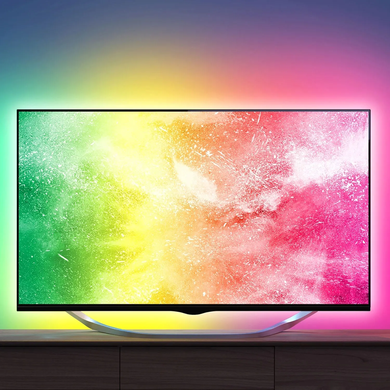 TV-LED-Hintergrundbeleuchtungs-Kit für 55-65-Zoll-Fernseher, WLAN-TV-LED-Licht leisten mit HDMI-Sync-Box, kompatibel mit Alexa & Google Assistant