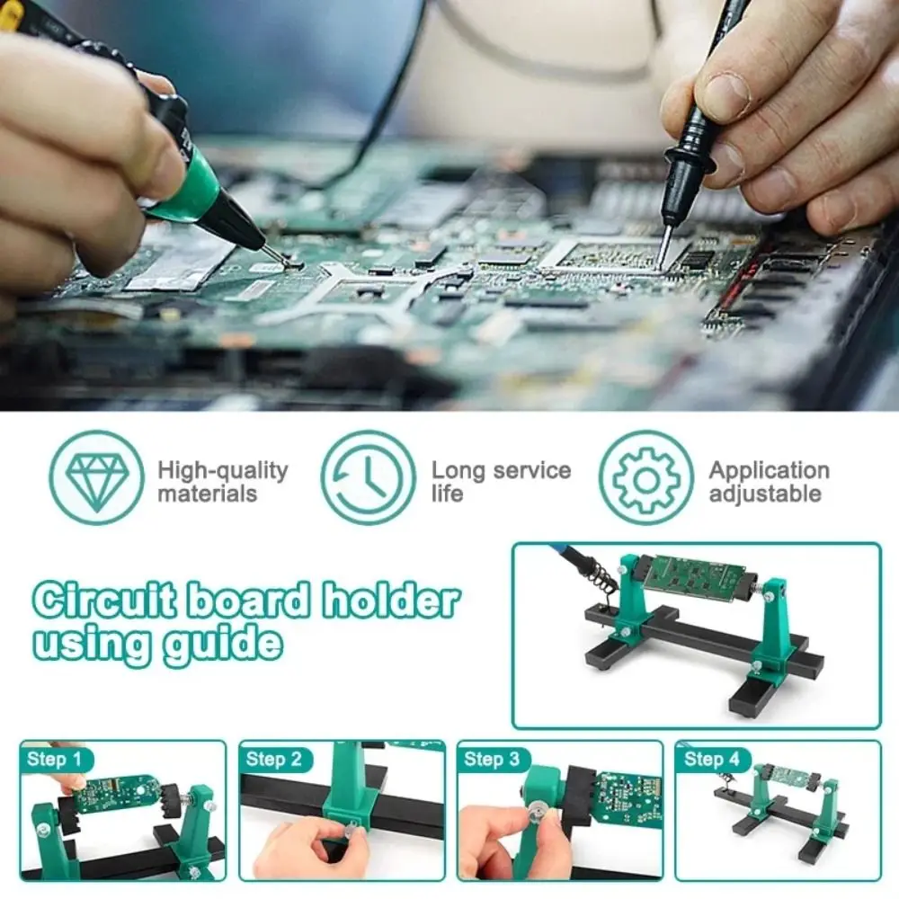 360 Degree Rotation PCB Holder Fastening Clamp Fixing Fixture Circuit Board Holder Anti-slip Adjustable Clamping Kit Soldering