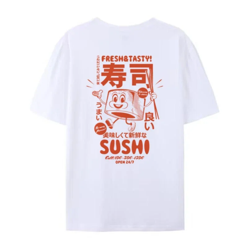 Retroกลับพิมพ์ซูชิกราฟิกTeesผู้หญิงน่ารักอาหารญี่ปุ่นเสื้อยืดขนาดใหญ่Streetwearเสื้อผ้าUnisexแฟชั่นของขวัญ