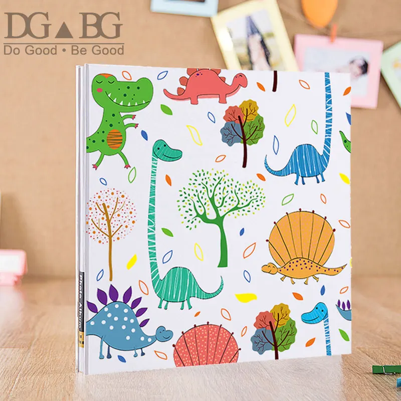 Hand Made DIY Albums Holds 3X5 4X6 5X7 6X8 8X10inch Photos Magnetic Self-Stick Page Photo Album dinosaur Baby Album