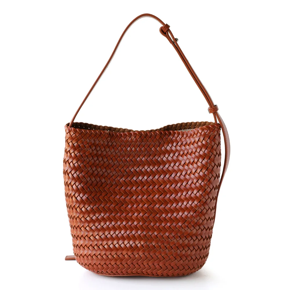 

Women Leisure Hand-woven Bucket Bags New Vintage High-End Shoulder Bags Crossbody Bags Summer Large Capacity Beach Vacation Tote