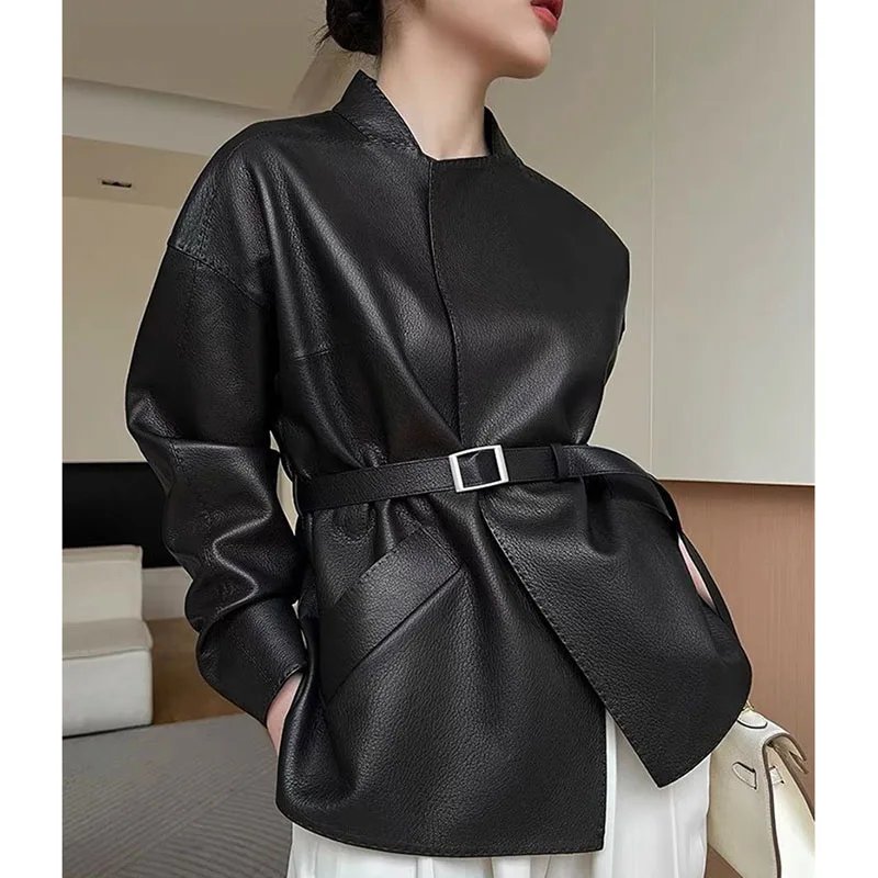 2025 หญิง PU หนังผู้หญิงเกาหลีสั้นเสื้อหนัง Faux ฤดูใบไม้ร่วงผู้หญิงแฟชั่นแขนยาวหนัง Outwear