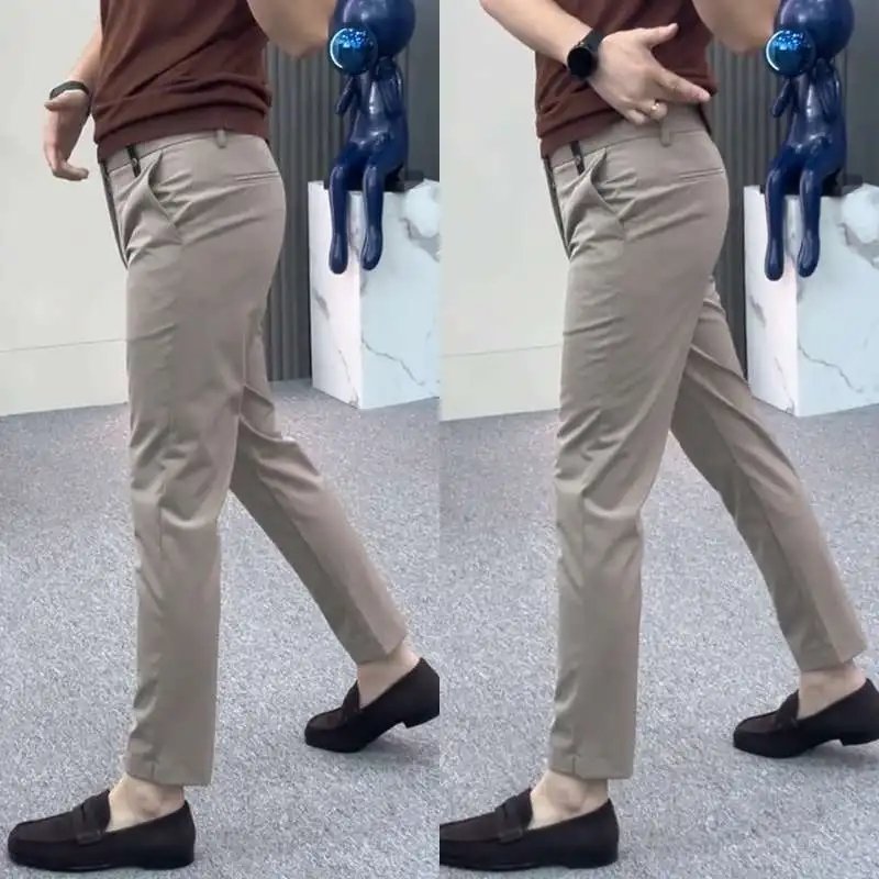 Men's Casual Summer Pants Fashion All-match Thin Style Business Versatile Handsome Men's Trendy Brand Vintage Straight Pants