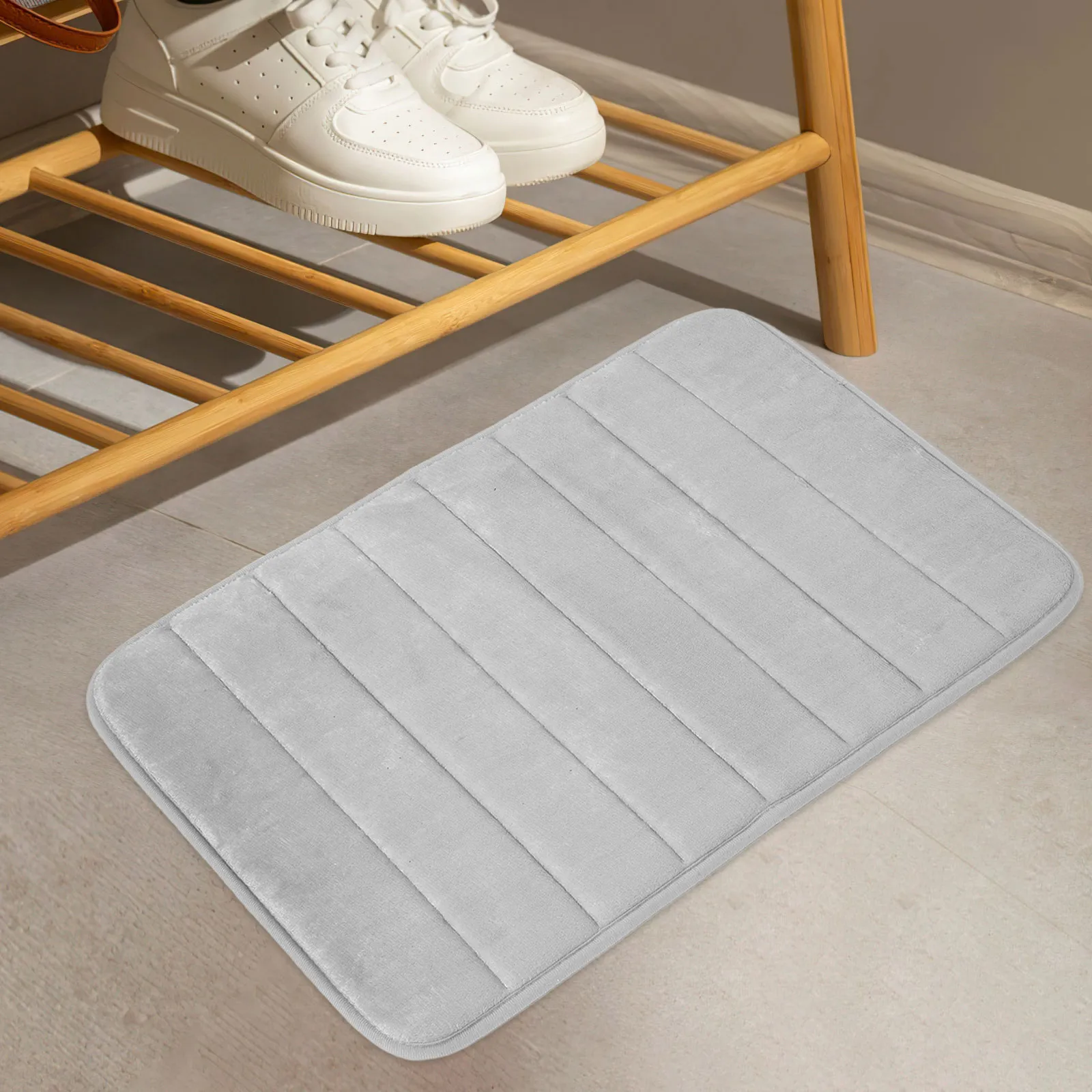 

Bath Mat Non-Slip Thick Flannel Floor Rug For Bathroom Entryway Quick Drying Water Absorption Indoor Door Mat
